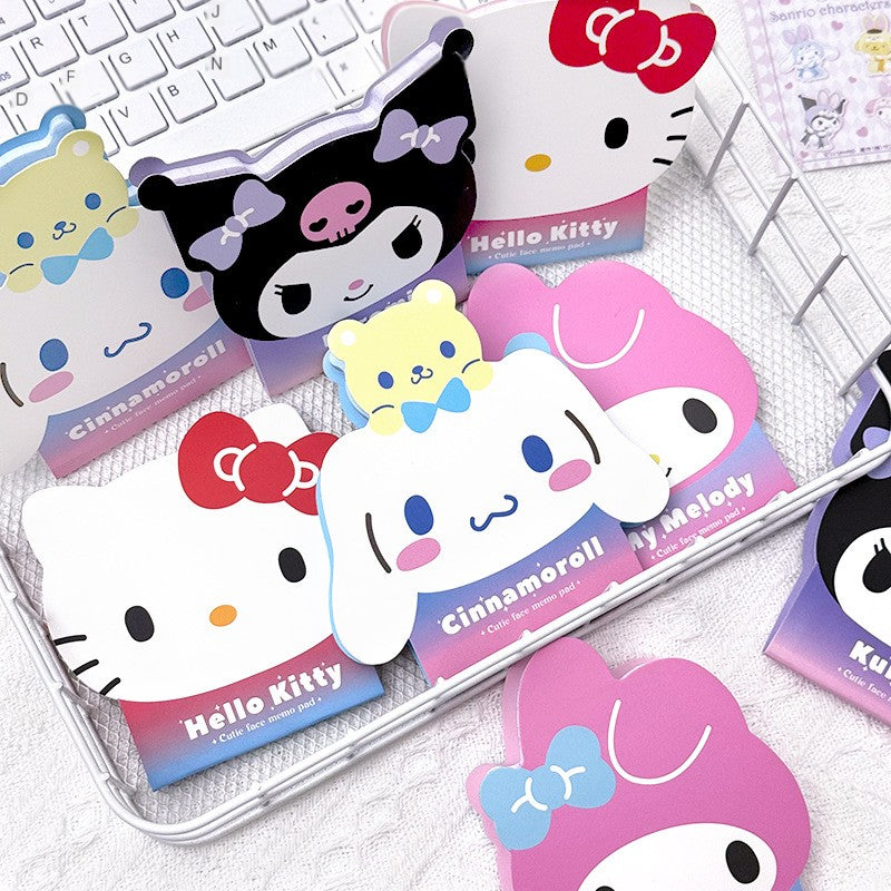 Blocco note adesivo a forma carina Sanrio – Kuromi, Hello Kitty, My Melody, Cinnamoroll, bloc-notes colorati per studenti e ufficio