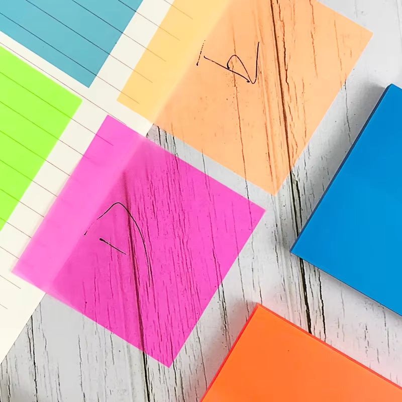 Blocco note adesivo in PET trasparente personalizzato all'ingrosso | Blocchi promemoria colorati riutilizzabili da 3x3 pollici per ufficio e scuola