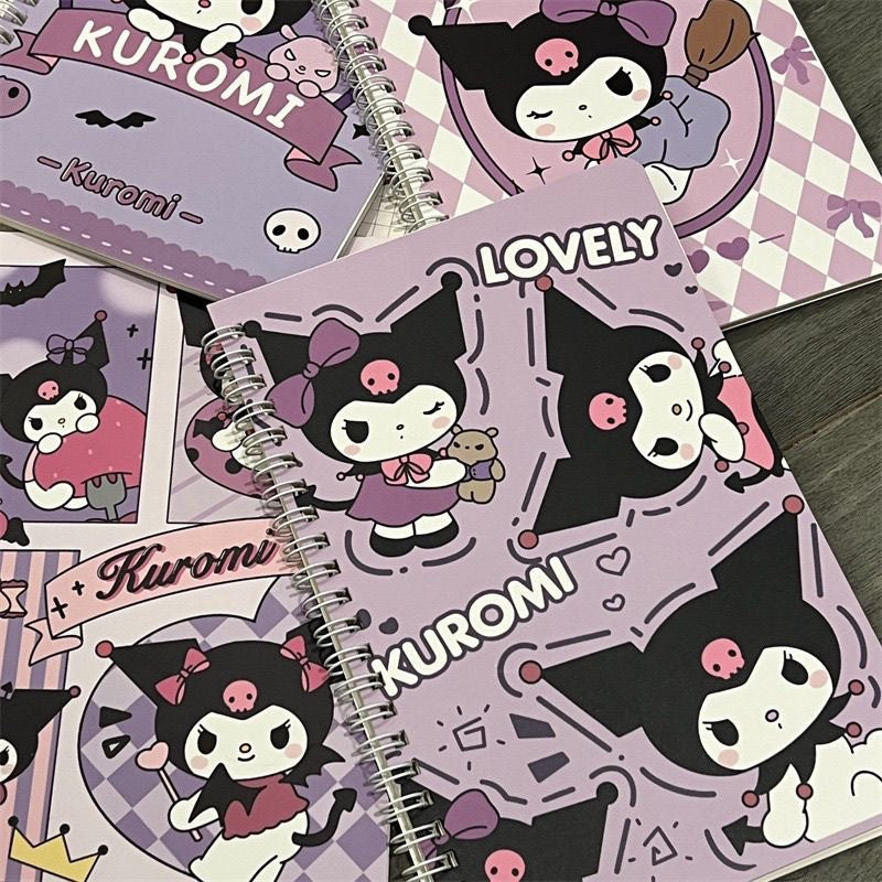Блокнот Kuromi A5 на спирали | Симпатичный канцелярский журнал Sanrio для студентов и офисного использования
