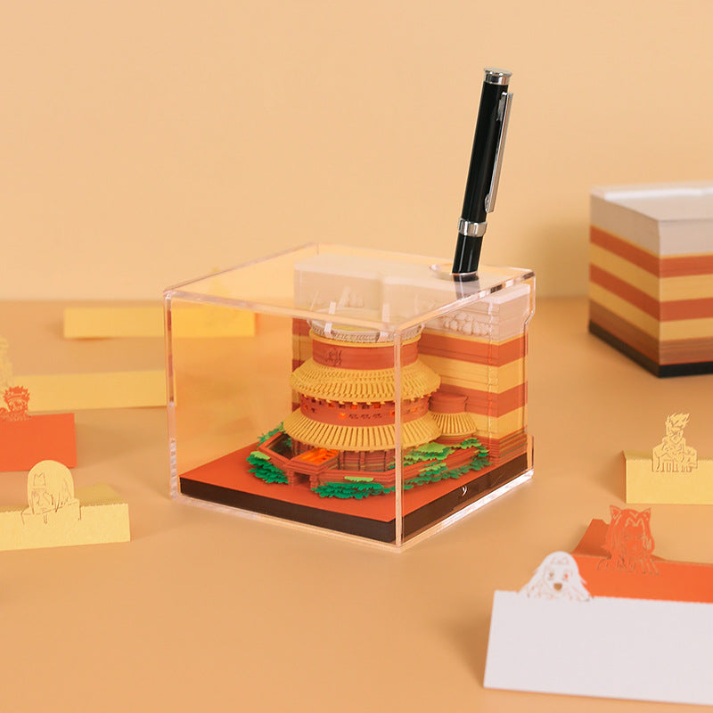 Naruto 3D Building Memo Pad with Light | Creative Paper Sculpture Sticky Notes Gift