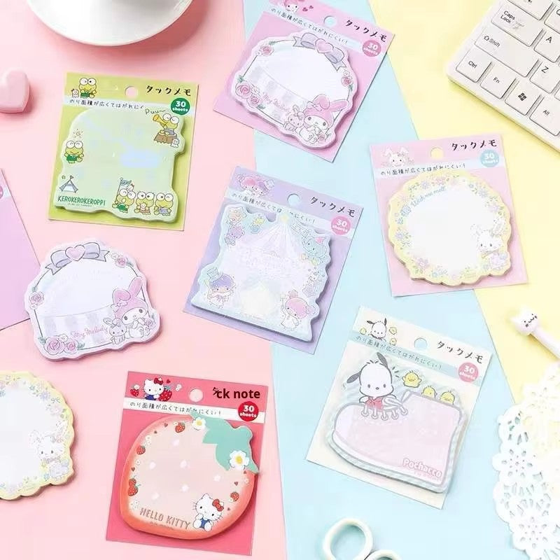 Note adesive Kuromi Melody Sanrio | Simpatico cartone animato Memo Pad Pochacco Notepad Planner Carta adesiva per studenti e ufficio