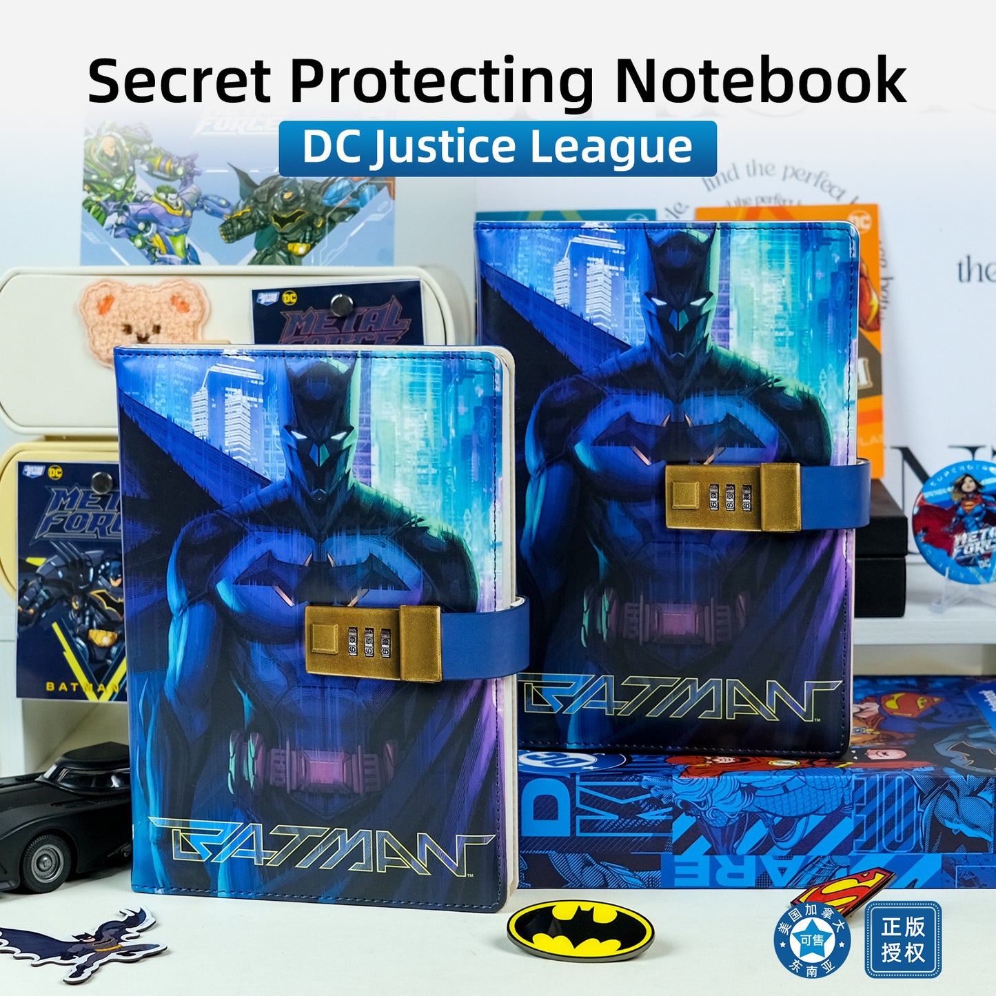 Taccuino ufficiale DC Batman con blocco password – Diario dei supereroi per studenti e fan