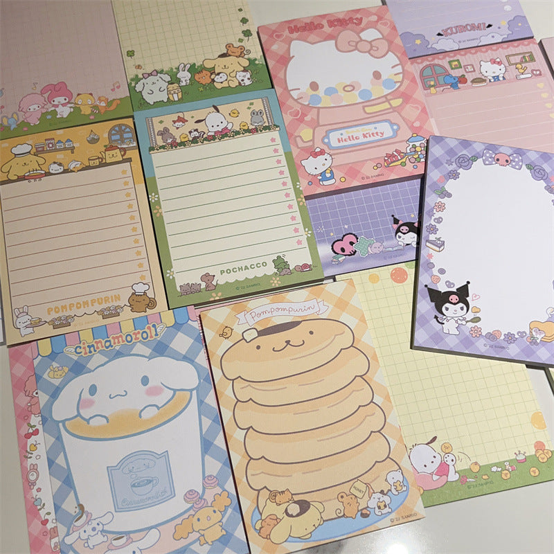 Blocco note adesivo Sanrio simpatico cartone animato: Kuromi, My Melody, Cinnamoroll, Pompompurin, Hello Kitty Stationery