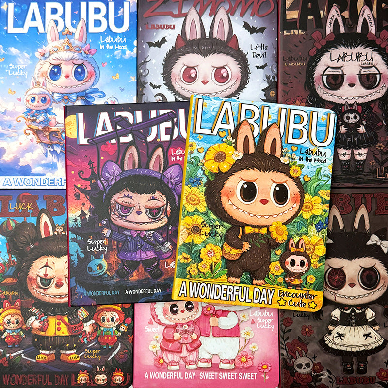 Новый ноутбук Labubu A5 | Творческий милый журнал с мультяшной подкладкой, толстый аниме-дневник для студентов, офиса и коллекционеров