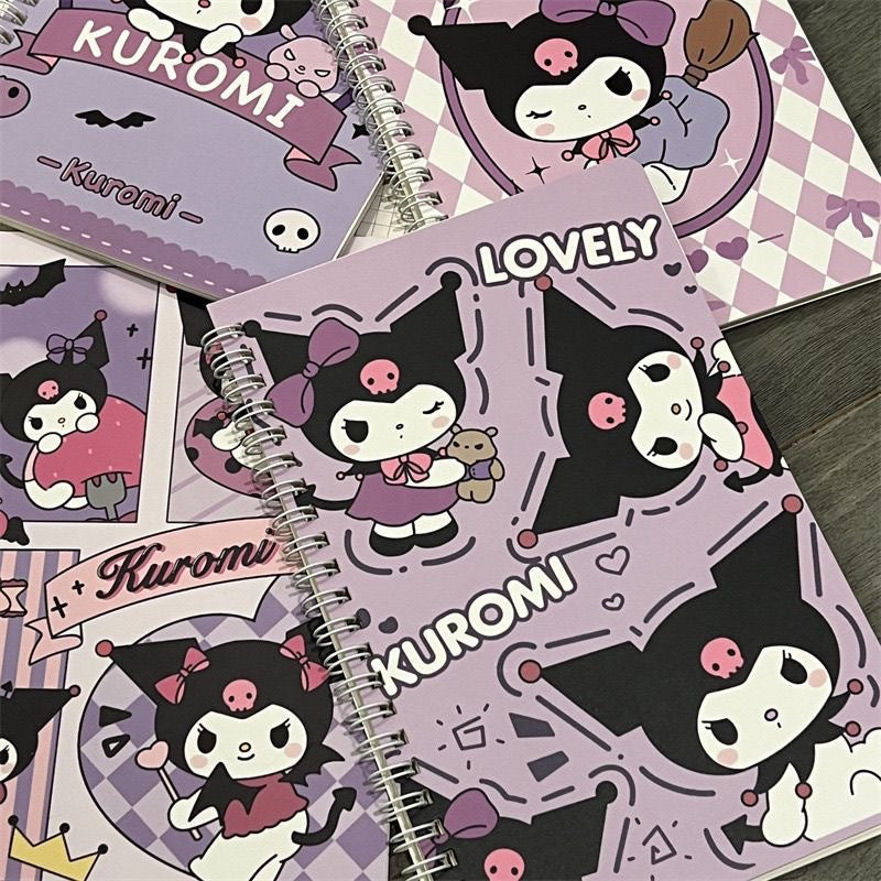 Блокнот Kuromi A5 на спирали | Симпатичный канцелярский журнал Sanrio для студентов и офисного использования