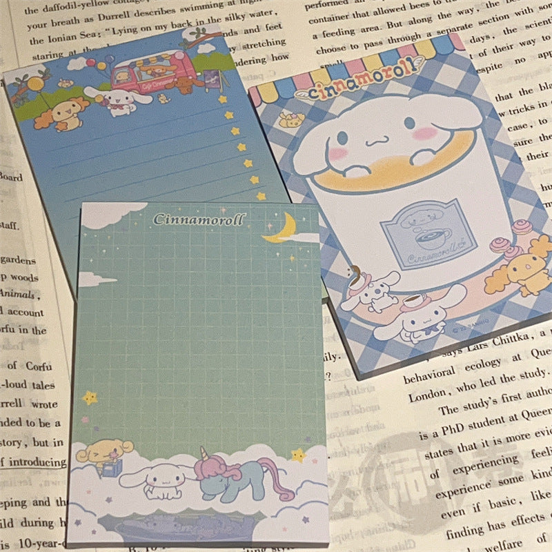 Blocco note adesivo Sanrio simpatico cartone animato: Kuromi, My Melody, Cinnamoroll, Pompompurin, Hello Kitty Stationery