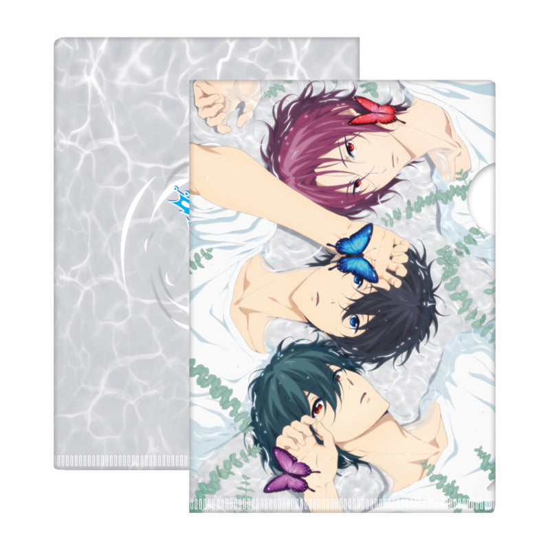 Licenza GRATUITA! Cartella di file in PVC Anime Iwatobi Swim Club | Haruka Nanase Rin Matsuoka Personaggio Portadocumenti di cancelleria per fan e collezionisti
