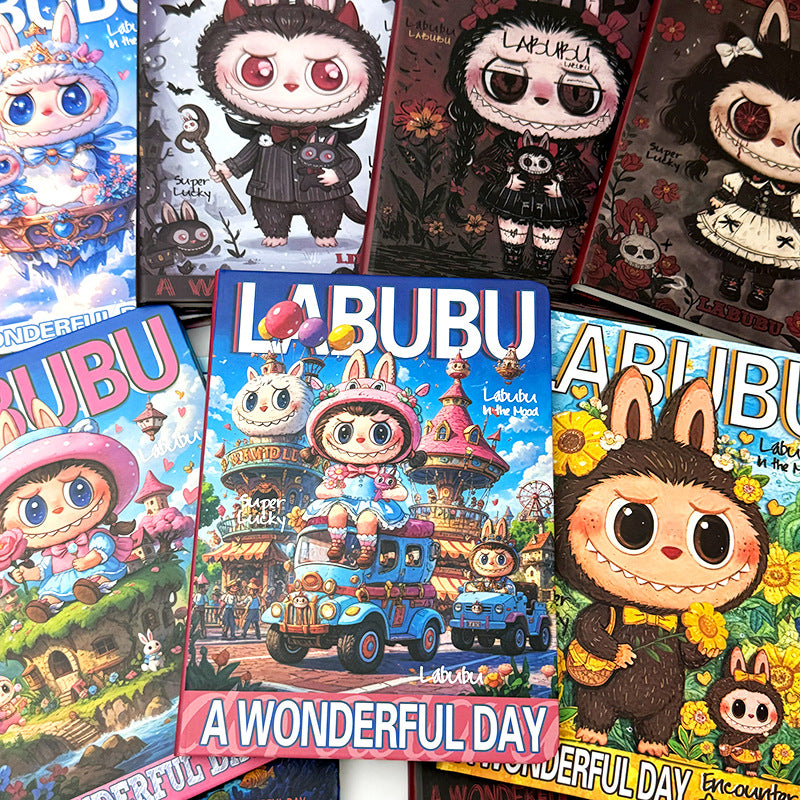Новый ноутбук Labubu A5 | Творческий милый журнал с мультяшной подкладкой, толстый аниме-дневник для студентов, офиса и коллекционеров