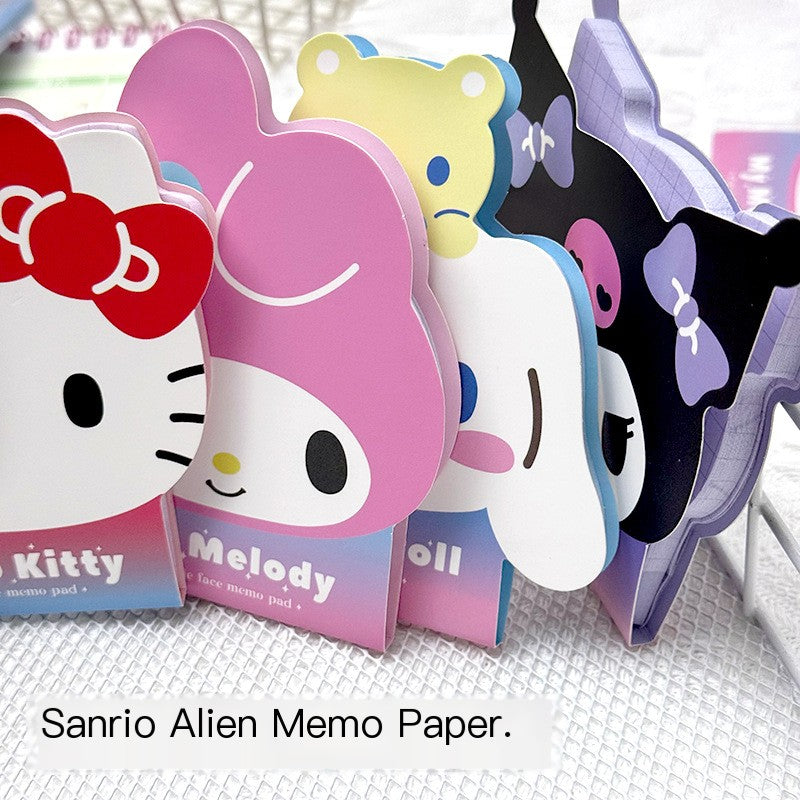 Blocco note adesivo a forma carina Sanrio – Kuromi, Hello Kitty, My Melody, Cinnamoroll, bloc-notes colorati per studenti e ufficio