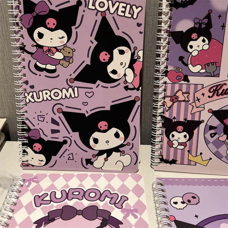 Блокнот Kuromi A5 на спирали | Симпатичный канцелярский журнал Sanrio для студентов и офисного использования