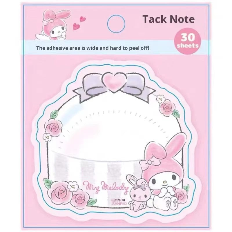 Note adesive Kuromi Melody Sanrio | Simpatico cartone animato Memo Pad Pochacco Notepad Planner Carta adesiva per studenti e ufficio