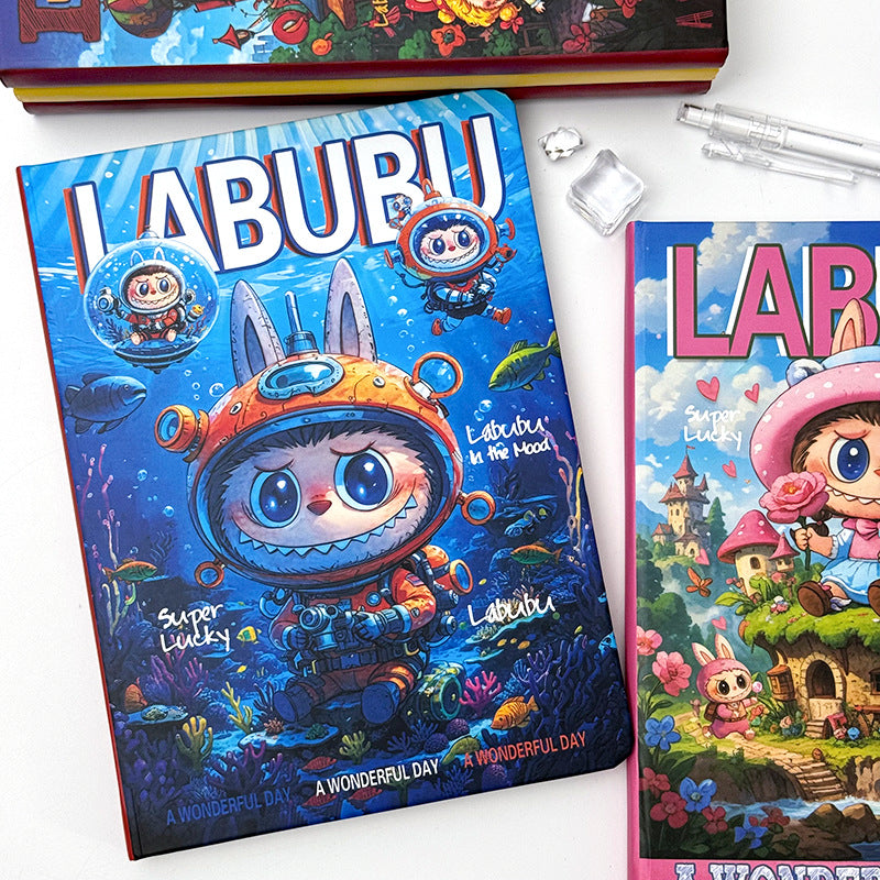 Новый ноутбук Labubu A5 | Творческий милый журнал с мультяшной подкладкой, толстый аниме-дневник для студентов, офиса и коллекционеров