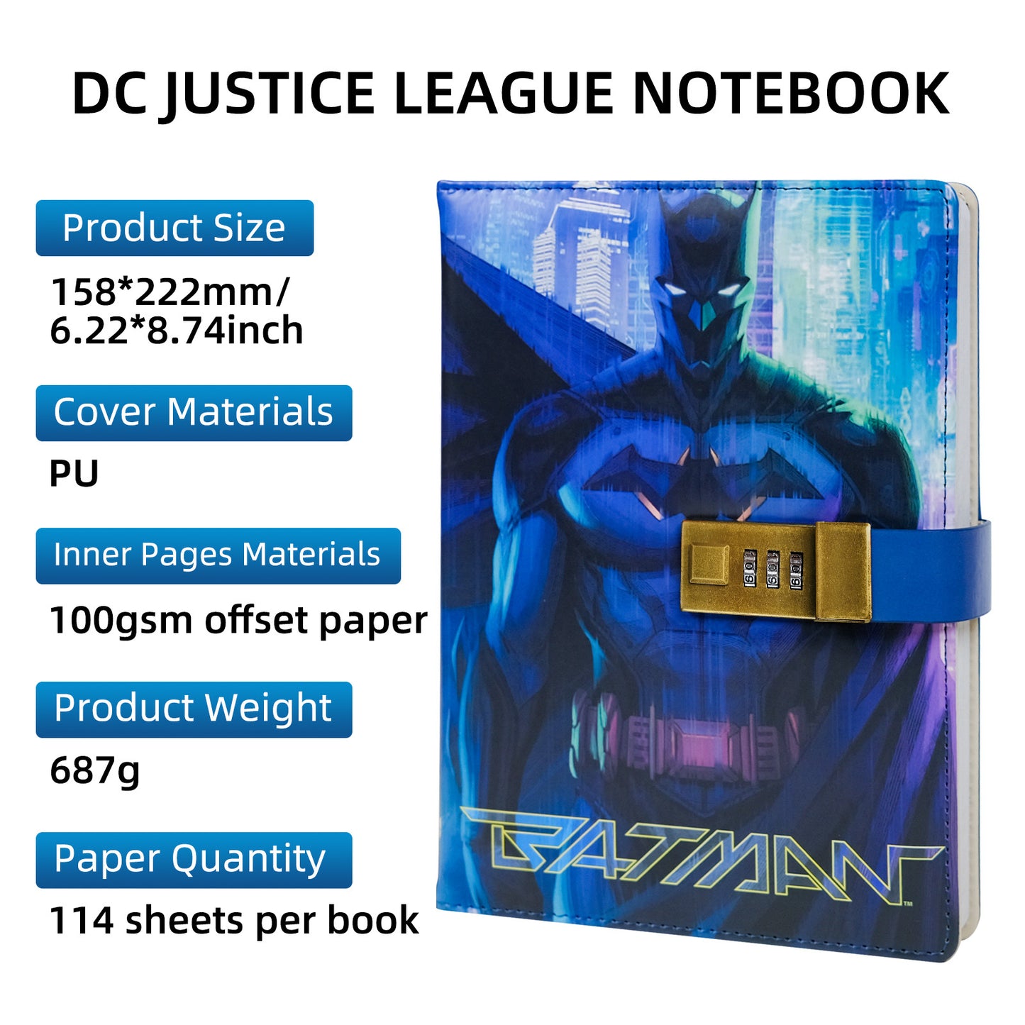 DC Batman Password Lock Notebook