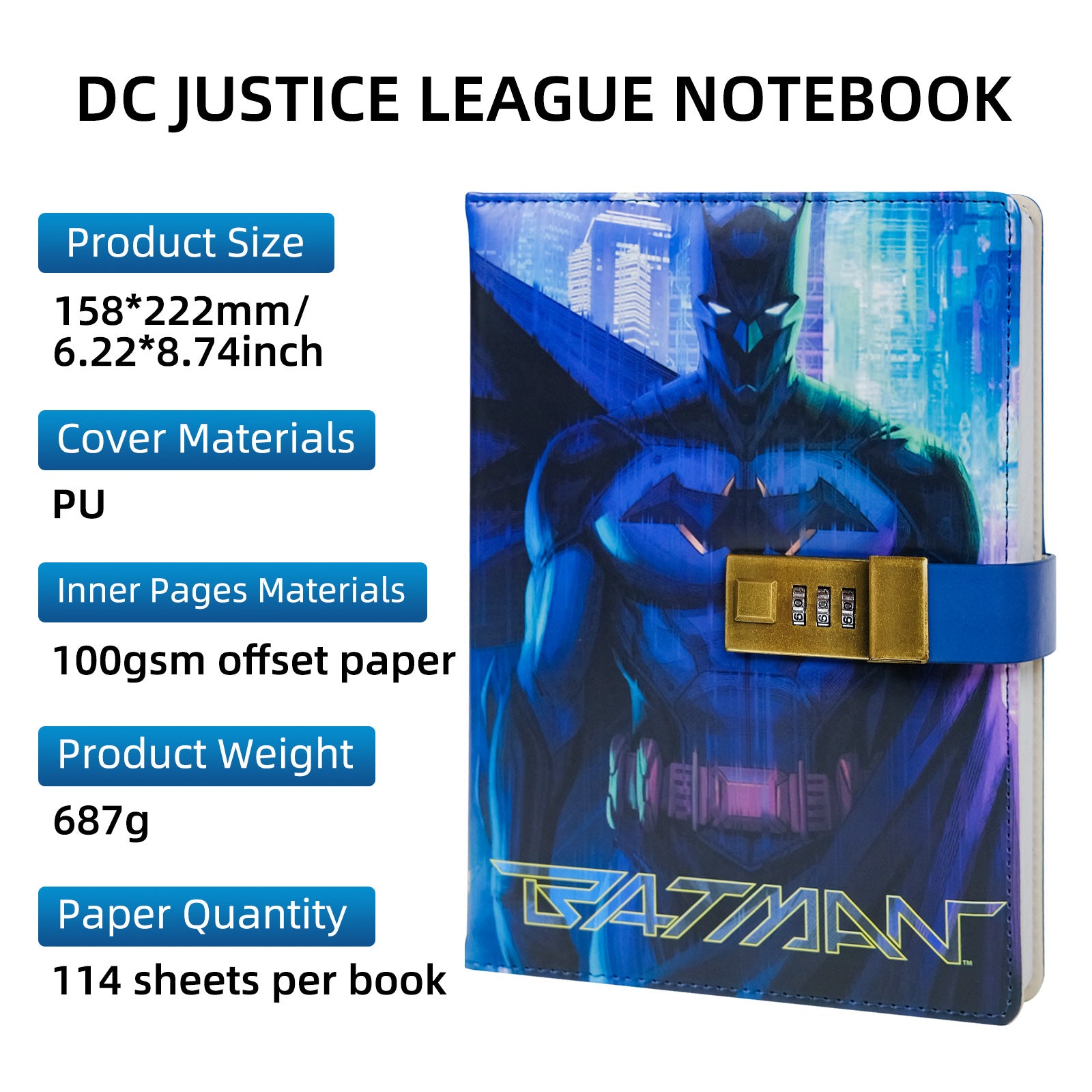 DC Batman Password Lock Notebook