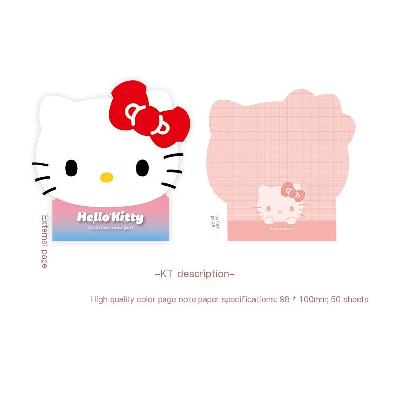 Blocco note adesivo a forma carina Sanrio – Kuromi, Hello Kitty, My Melody, Cinnamoroll, bloc-notes colorati per studenti e ufficio