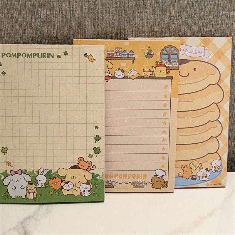 Blocco note adesivo Sanrio simpatico cartone animato: Kuromi, My Melody, Cinnamoroll, Pompompurin, Hello Kitty Stationery