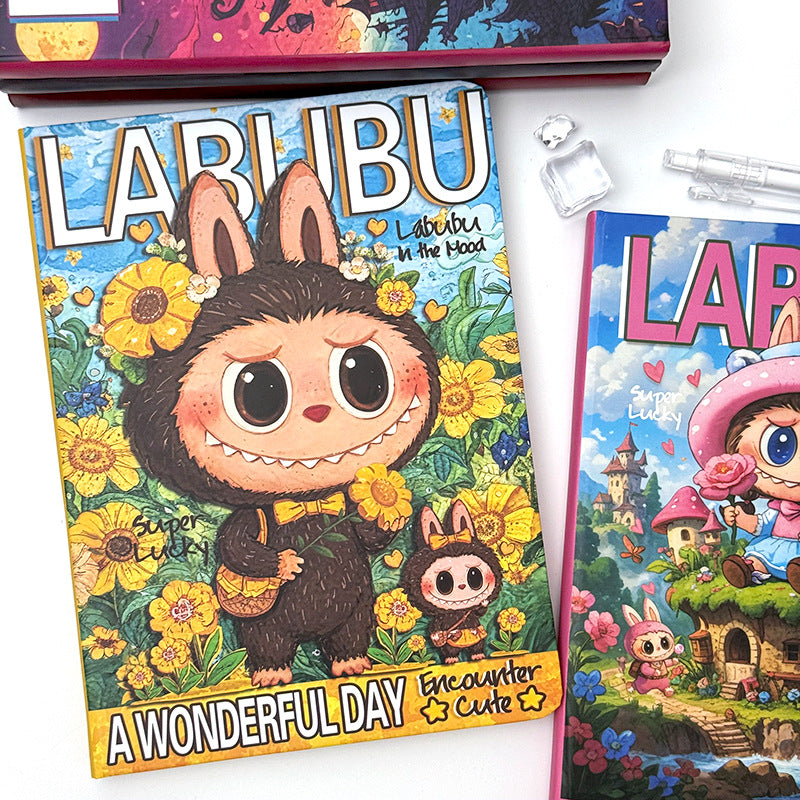 Новый ноутбук Labubu A5 | Творческий милый журнал с мультяшной подкладкой, толстый аниме-дневник для студентов, офиса и коллекционеров