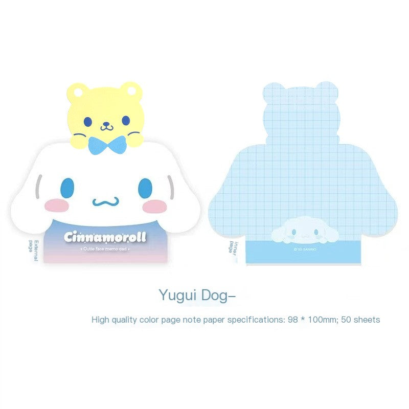 Blocco note adesivo a forma carina Sanrio – Kuromi, Hello Kitty, My Melody, Cinnamoroll, bloc-notes colorati per studenti e ufficio