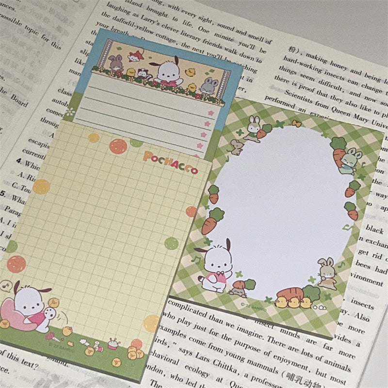 Blocco note adesivo Sanrio simpatico cartone animato: Kuromi, My Melody, Cinnamoroll, Pompompurin, Hello Kitty Stationery