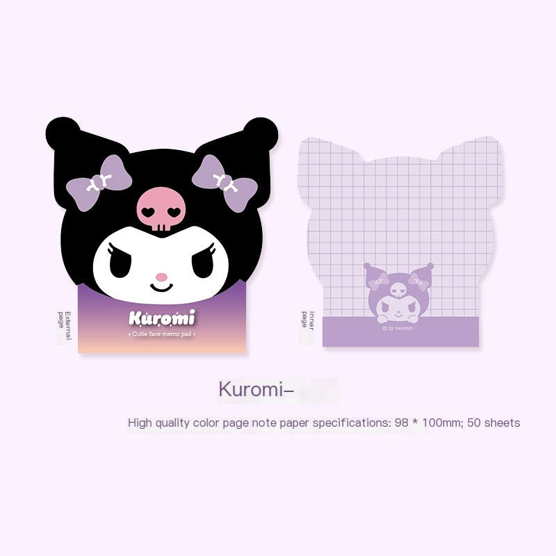 Blocco note adesivo a forma carina Sanrio – Kuromi, Hello Kitty, My Melody, Cinnamoroll, bloc-notes colorati per studenti e ufficio