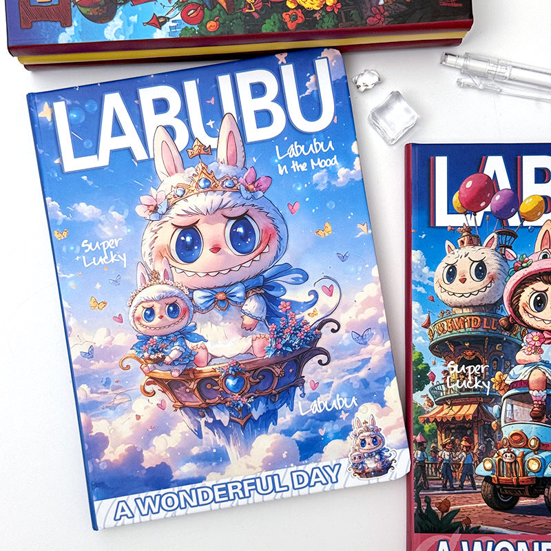 Новый ноутбук Labubu A5 | Творческий милый журнал с мультяшной подкладкой, толстый аниме-дневник для студентов, офиса и коллекционеров