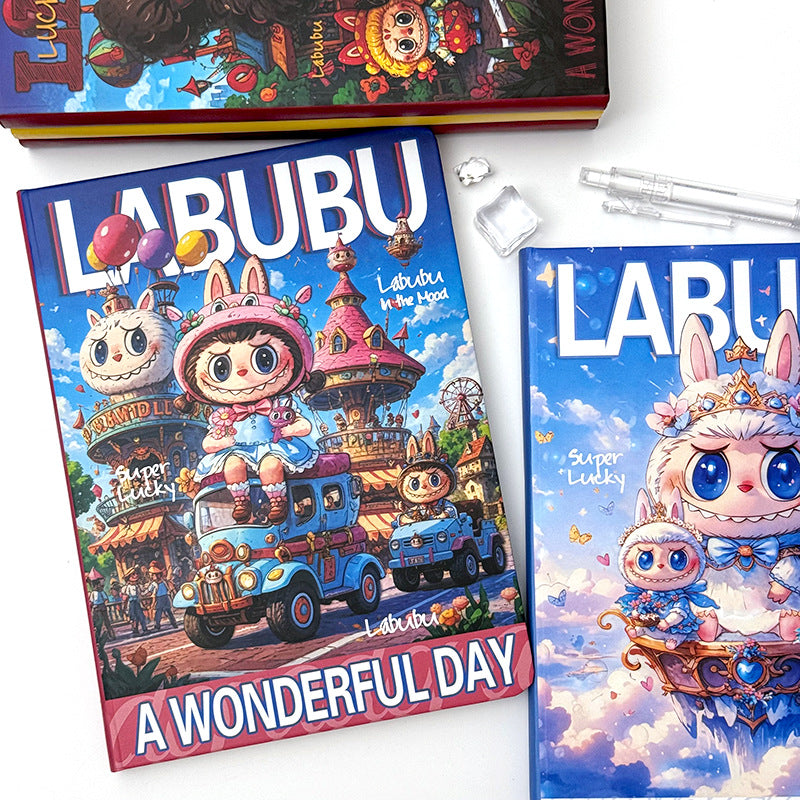 Новый ноутбук Labubu A5 | Творческий милый журнал с мультяшной подкладкой, толстый аниме-дневник для студентов, офиса и коллекционеров