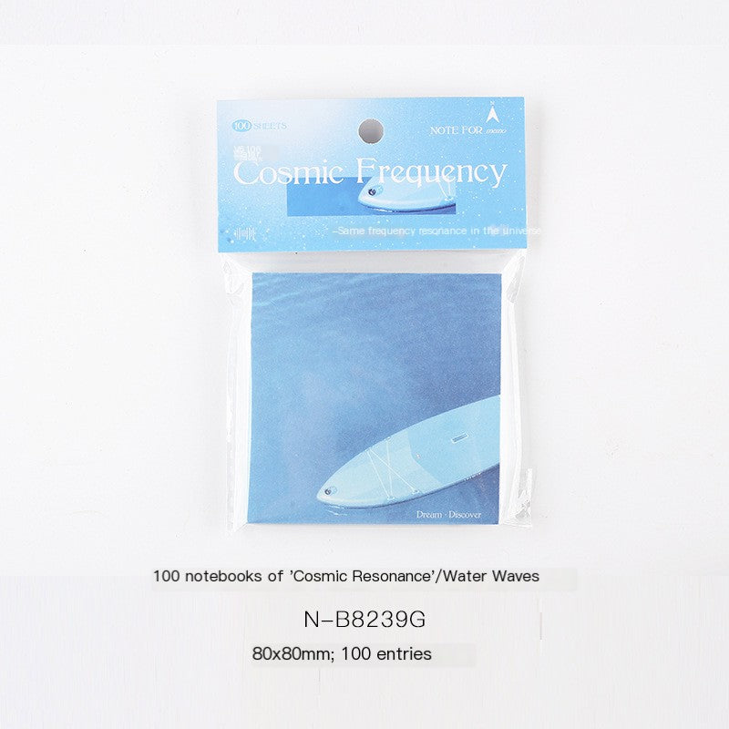 Cosmic Frequency Sticky Notes | 80x80mm 100 Sheets Aesthetic Memo Pad Set for Study and Office