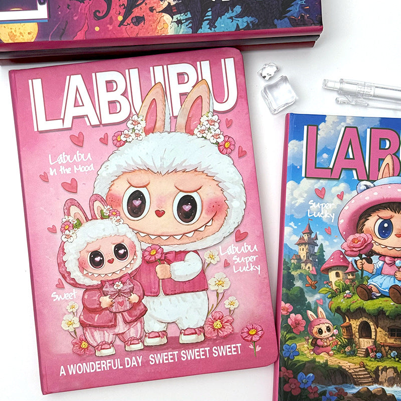 Новый ноутбук Labubu A5 | Творческий милый журнал с мультяшной подкладкой, толстый аниме-дневник для студентов, офиса и коллекционеров