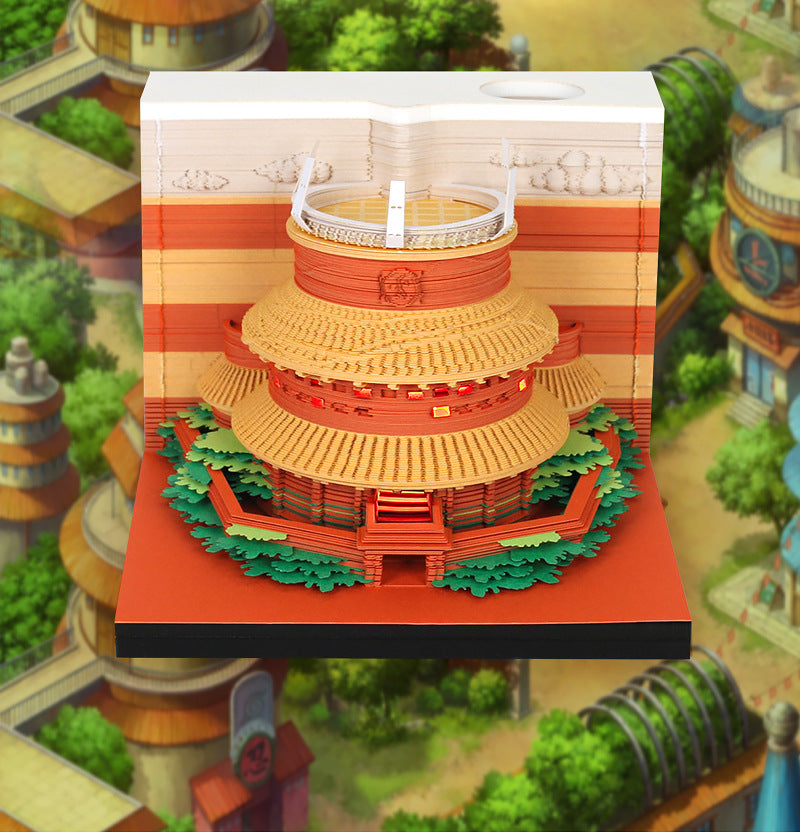 Naruto 3D Building Memo Pad with Light | Creative Paper Sculpture Sticky Notes Gift