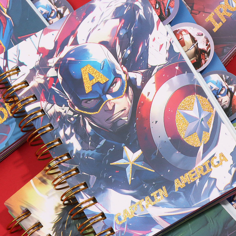 Мини-записная книжка Marvel Superhero на спирали: Человек-паук, Железный человек, Капитан Америка и Халк. 100-тысячный журнал для студентов.