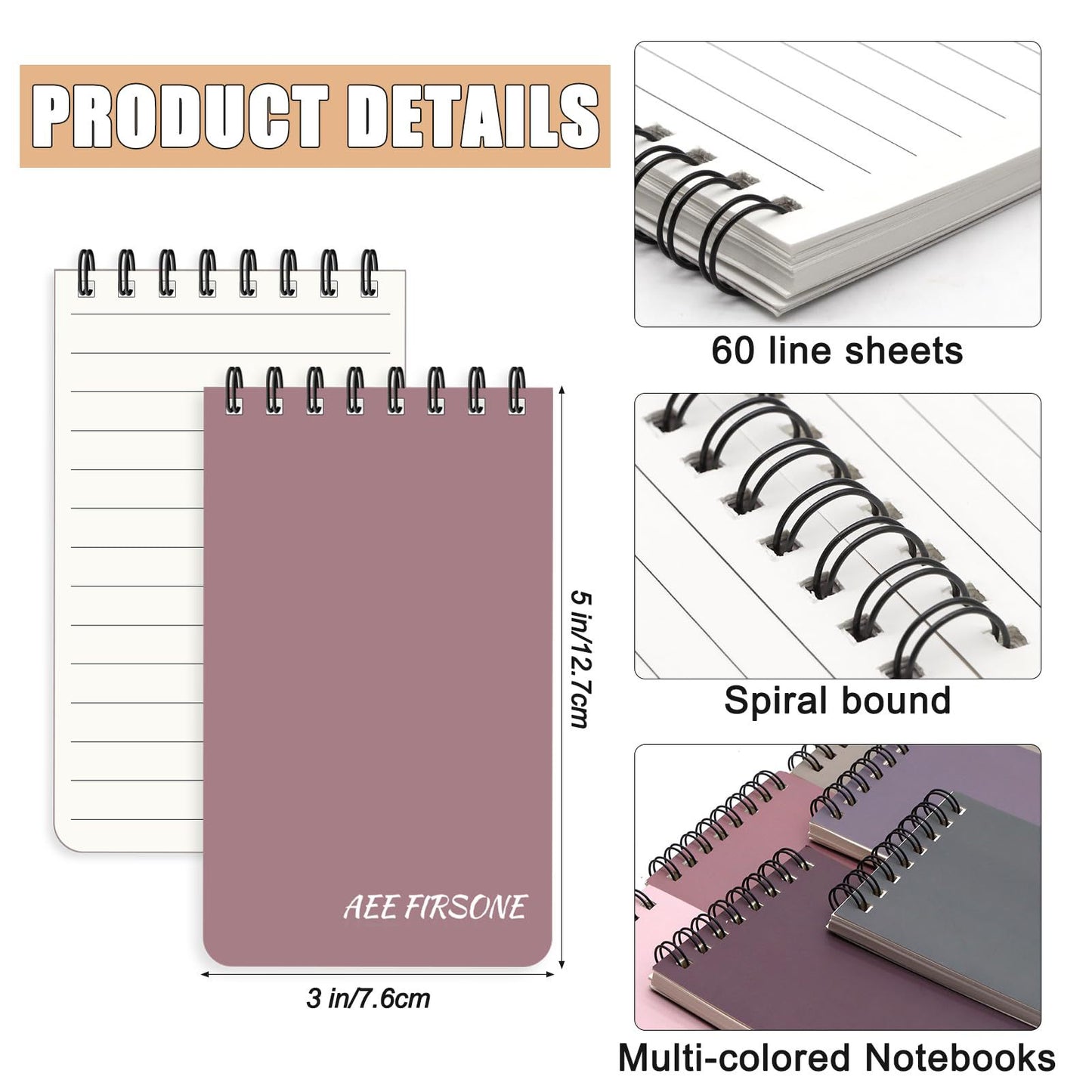 Mini Flip Top Spiral Notepad Set 3x5 Inch | 6 Pack Morandi Color Pocket Memo Pads for Daily Notes