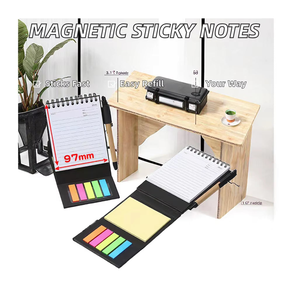 Черно-белые кубические липкие заметки с прозрачной магнитной коробкой, настольный блокнот нестандартного размера