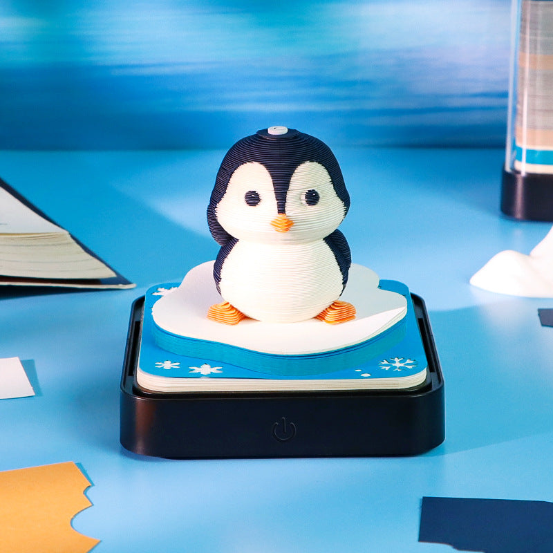 Penguin 3D Memo Pad | Antarctic Paper Sculpture Sticky Notes Desk Calendar & Creative Gift