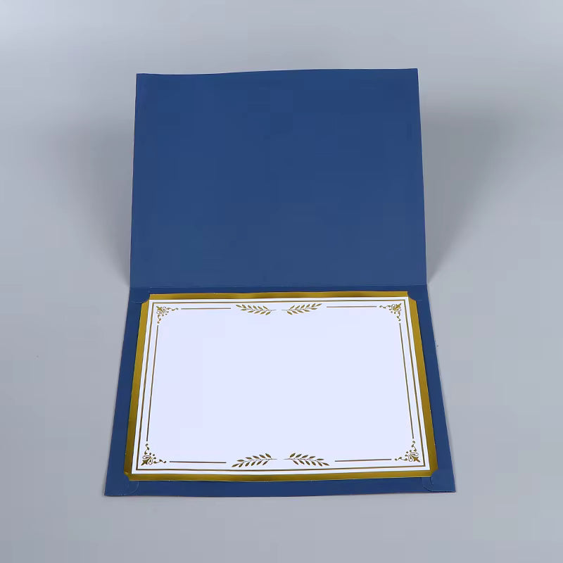 Nautical Blue Presentation Folder with Gold Foil Certificate Holder 9 1 2 x 12