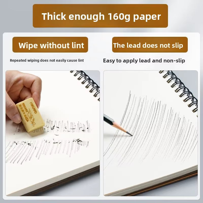 4K 超大螺旋素描本精裝 160 克厚繪畫紙適合藝術學生水粉和素描