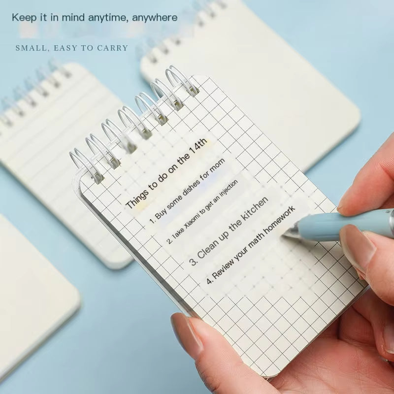 Mini A7 Üst Spiral Defter Cep Bobin Kitap PP Kapak Çocuklar Öğrenciler için Taşınabilir Not Defteri Okul Ofis