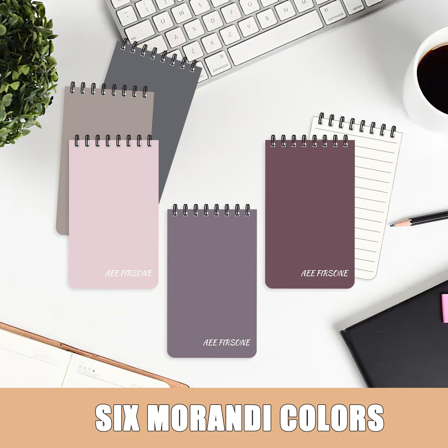 Mini Flip Top Spiral Notepad Set 3x5 Inch | 6 Pack Morandi Color Pocket Memo Pads for Daily Notes