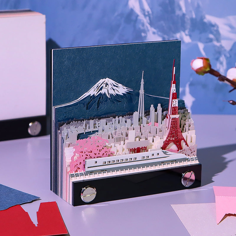Mount Fuji 3D Memo Pad | Japan Scenic Paper Sculpture Sticky Notes Gift & Souvenir