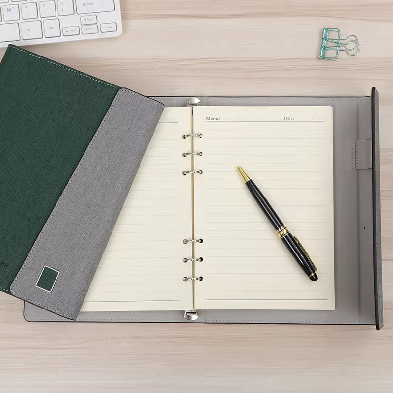 Custom PU Leather A5 Loose-Leaf Notebook | Hardcover Refillable Journal | Custom Logo & Gift Box Available