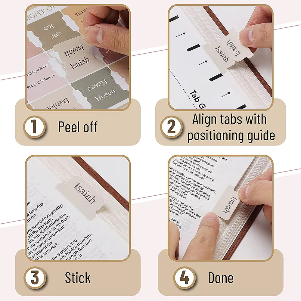 Onglets d'index biblique de 5 feuilles et 15 autocollants | Accessoires d’étude biblique laminés autocollants pour hommes et femmes