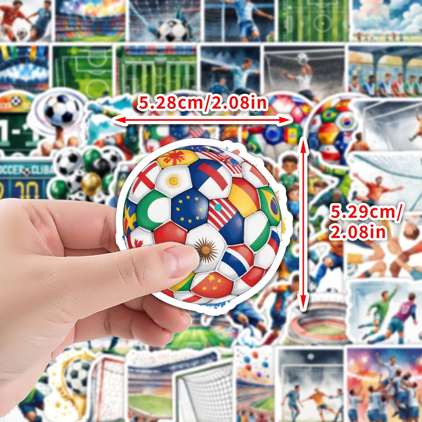 50/100 Pezzi Adesivi Graffiti Squadra di Calcio Sportiva 4–8 cm – Adesivi Decorativi Impermeabili per Notebook, Skateboard, Bagagli, Bicchiere d'Acqua e Auto