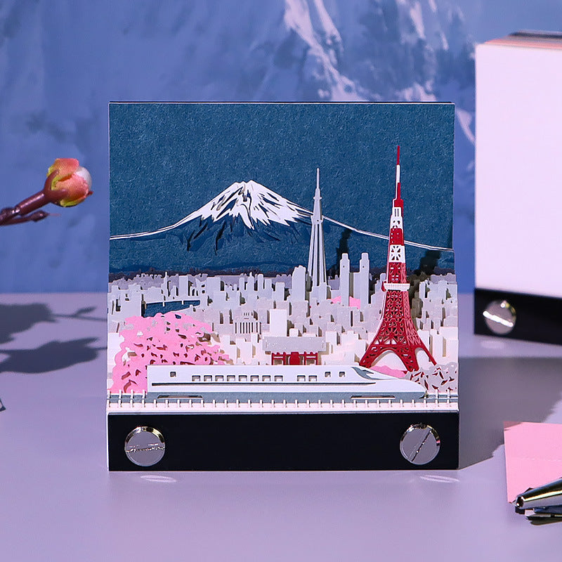 Mount Fuji 3D Memo Pad | Japan Scenic Paper Sculpture Sticky Notes Gift & Souvenir