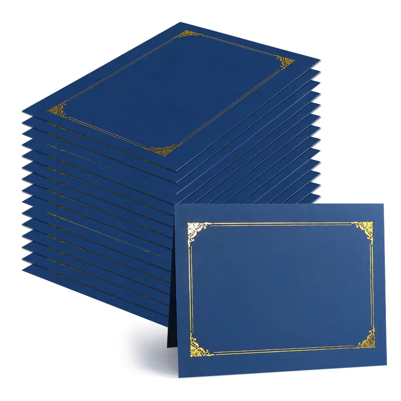 Nautical Blue Presentation Folder with Gold Foil Certificate Holder 9 1 2 x 12