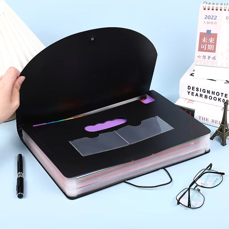 A4 Rainbow 13포켓 확장 파일 폴더 | 탭이 있는 다채로운 아코디언 문서 정리 | PP 내구성 사무실 서류 보관