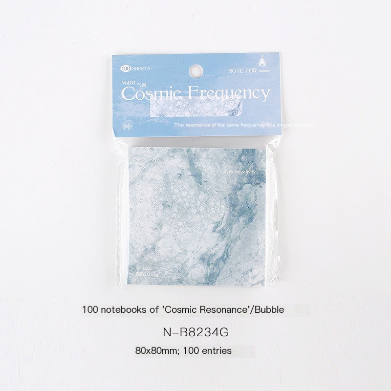 Cosmic Frequency Sticky Notes | 80x80mm 100 Sheets Aesthetic Memo Pad Set for Study and Office