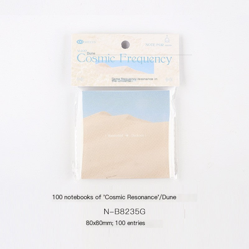 Cosmic Frequency Sticky Notes | 80x80mm 100 Sheets Aesthetic Memo Pad Set for Study and Office