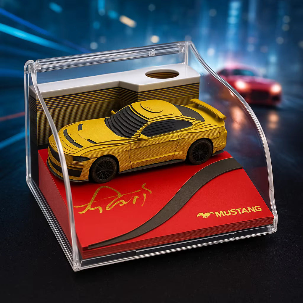 3D блокнот с автомобилем Mustang | Креативная бумажная скульптура в виде липких заметок, подарок для офиса и коллекционеров