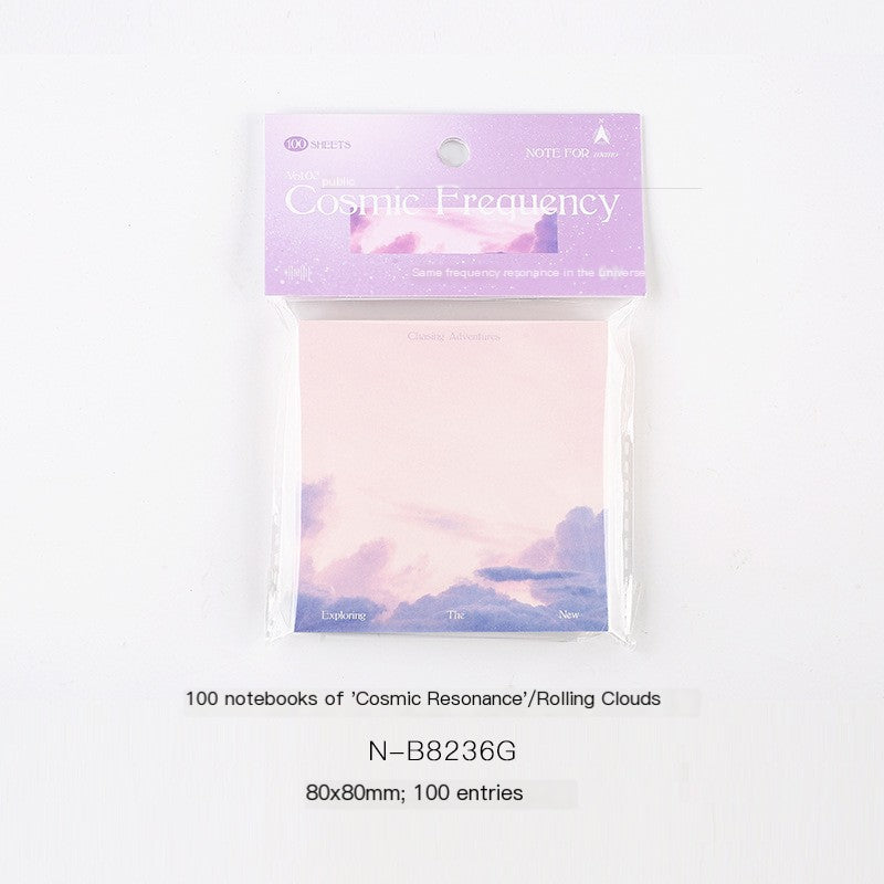 Cosmic Frequency Sticky Notes | 80x80mm 100 Sheets Aesthetic Memo Pad Set for Study and Office