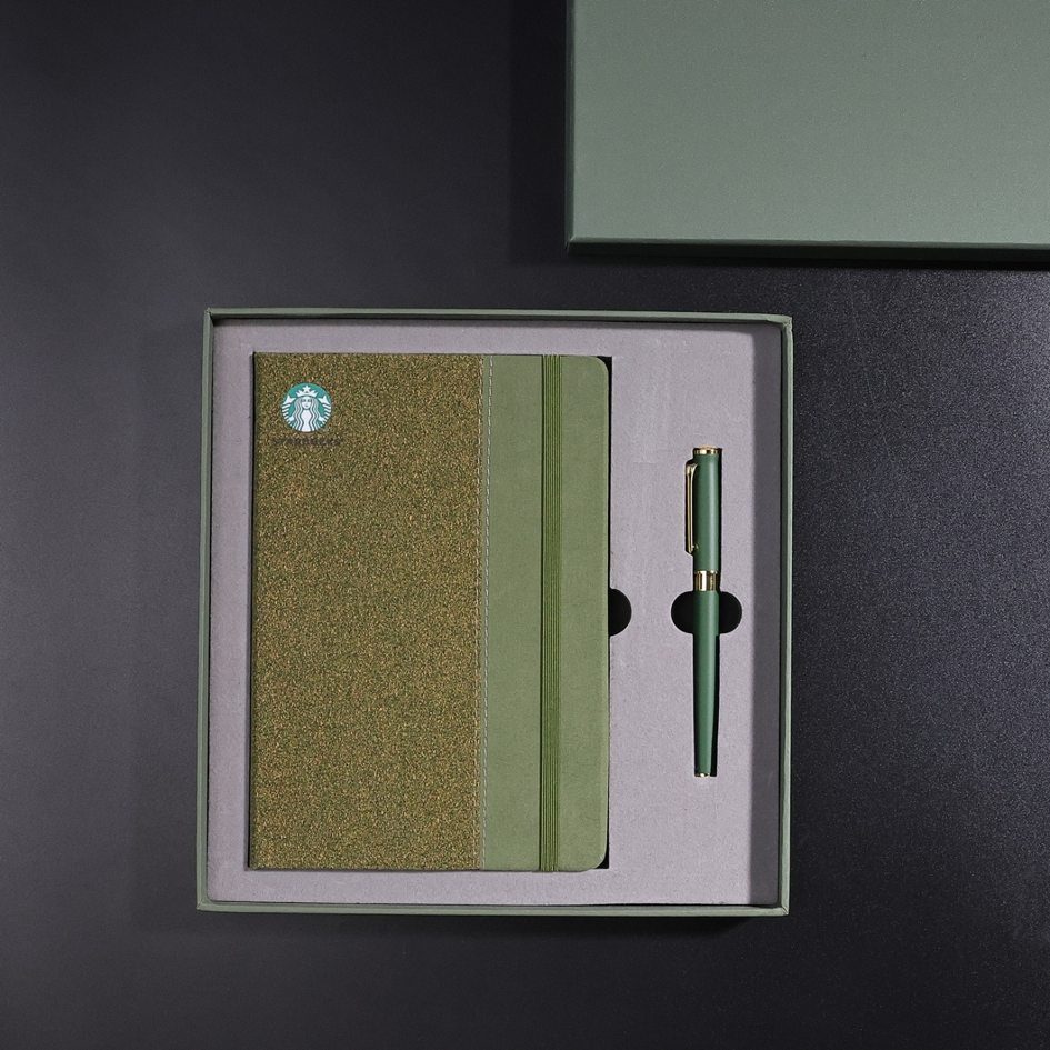 Eco-Friendly Cork and PU Leather Notebook Gift Set | Sustainable Journal Pen Cup Combination for Corporate and Business Gifts