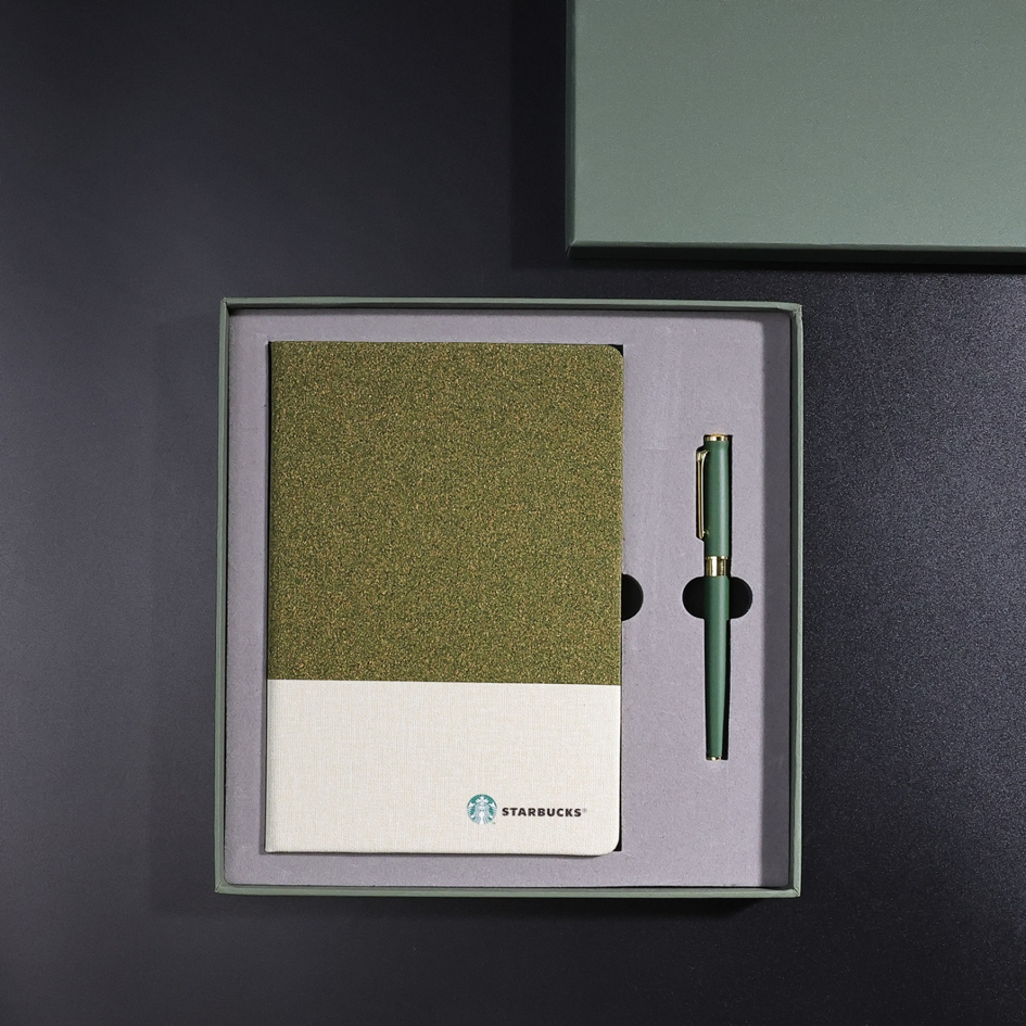 Eco-Friendly Cork and PU Leather Notebook Gift Set | Sustainable Journal Pen Cup Combination for Corporate and Business Gifts